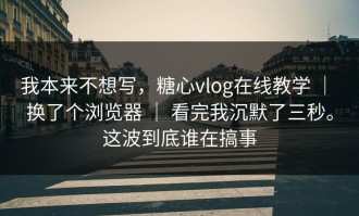 我本来不想写，糖心vlog在线教学 ｜ 换了个浏览器 ｜ 看完我沉默了三秒。这波到底谁在搞事
