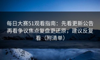 每日大赛51观看指南：先看更新公告再看争议焦点复盘更还原，建议反复看（附清单）